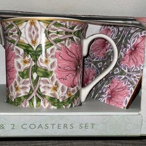 WILLIAM MORRISON & Co.PIMPERNEL FINE PORCELAIN 2 MUGS 2 MATCHING COASTER SET NWT